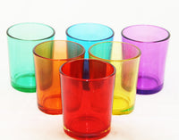 Rainbow 6 Shot Glass Tealight Holder Pack - Mardis Gras Wedding Event - 6.5cm High - Party Decoration Homeware