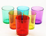 Rainbow 6 Shot Glass Tealight Holder Pack - Mardis Gras Wedding Event - 6.5cm High - Party Decoration Homeware