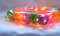 Multicoloured Rainbow Cane Wicker Rattan Ball Style - 2m Long Battery Powered fairy lights xmas birthday party event table centrepiece decor
