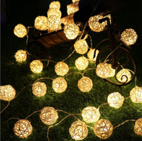 White Rattan Ball Decorative Party Wedding LED Lights Wedding Decor - 10 metre long with 100 bulb/balls Xmas decor