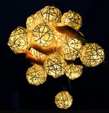 White Rattan Ball Decorative Party Wedding LED Lights Wedding Decor - 10 metre long with 100 bulb/balls Xmas decor