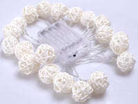 Natural White Cane Wicker Rattan Ball Style -2m Long Battery Powered fairy lights xmas party event table centrepiece decor