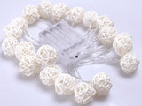 Natural White Cane Wicker Rattan Ball Style -2m Long Battery Powered fairy lights xmas party event table centrepiece decor