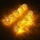 White Rattan Ball Decorative Party Wedding LED Lights Wedding Decor - 10 metre long with 100 bulb/balls Xmas decor
