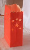 10 Pack Red STAR Luminary Bags - Wedding, Reception, Christmas, and Party Décor - Paper Candle Bag - Blank Luminaria - Holiday Candle Lantern