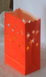 10 Pack Red STAR Luminary Bags - Wedding, Reception, Christmas, and Party Décor - Paper Candle Bag - Blank Luminaria - Holiday Candle Lantern