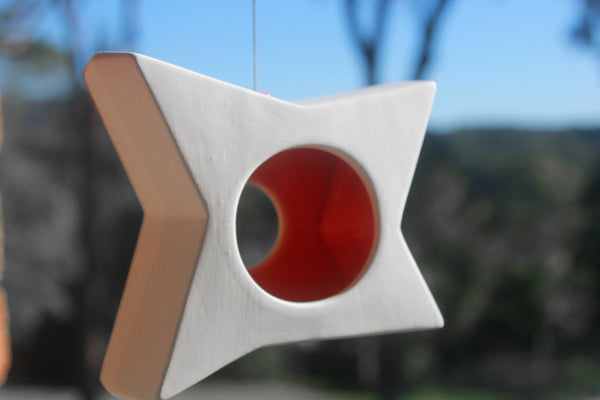 Hanging Candle Holder- Star - Outdoor/Indoor - Red  n White - Outdoor garden decor
