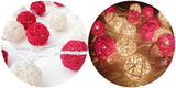 Red n White Natural Cane Wicker Rattan 5cm Ball - 2m Long Battery Powered fairy lights xmas party event table centrepiece decor