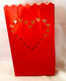 10 Pack Red Heart  Valentines Luminary Bags - Wedding, Reception, Xmas, and Party Décor - Paper Candle Bag - Blank Luminaria - Holiday Candle Lantern (Copy)