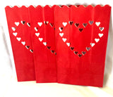 10 Pack Red Heart  Valentines Luminary Bags - Wedding, Reception, Xmas, and Party Décor - Paper Candle Bag - Blank Luminaria - Holiday Candle Lantern (Copy)