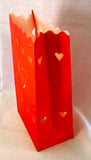10 Pack Red Heart of Hearts Valentines Luminary Bags - Wedding, Reception, Xmas, and Party Décor - Paper Candle Bag - Blank Luminaria - Holiday Candle Lantern