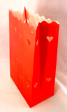10 Pack Red Heart of Hearts Valentines Luminary Bags - Wedding, Reception, Xmas, and Party Décor - Paper Candle Bag - Blank Luminaria - Holiday Candle Lantern