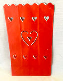 10 Pack Red Heart of Hearts Valentines Luminary Bags - Wedding, Reception, Xmas, and Party Décor - Paper Candle Bag - Blank Luminaria - Holiday Candle Lantern