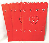 10 Pack Red Heart of Hearts Valentines Luminary Bags - Wedding, Reception, Xmas, and Party Décor - Paper Candle Bag - Blank Luminaria - Holiday Candle Lantern