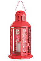 21cm Red Metal Lantern - Outdoor Decor - Xmas Decoration