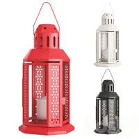 21cm Red Metal Lantern - Outdoor Decor - Xmas Decoration