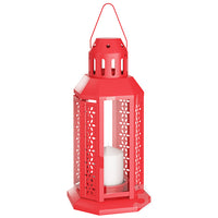 21cm Red Metal Lantern - Outdoor Decor - Xmas Decoration