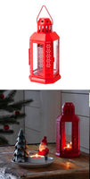 21cm Red Metal Lantern - Outdoor Decor - Xmas Decoration