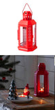 21cm Red Metal Lantern - Outdoor Decor - Xmas Decoration