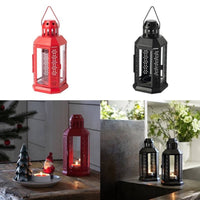 21cm Red Metal Lantern - Outdoor Decor - Xmas Decoration