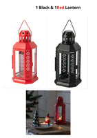 21cm Red Metal Lantern - Outdoor Decor - Xmas Decoration