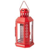 21cm Red Metal Lantern - Outdoor Decor - Xmas Decoration