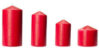 Mixed Pack RED Pillar candles 8cm to 17cm high - xmas table centrepiece design idea