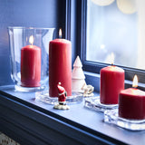 Mixed Pack RED Pillar candles 8cm to 17cm high - xmas table centrepiece design idea