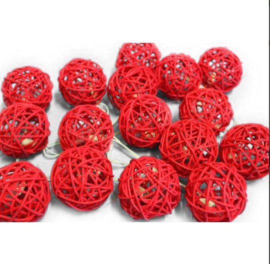 Red Wicker Rattan Ball Style 2m Long Battery Powered fairy lights xmas party event table centrepiece decor