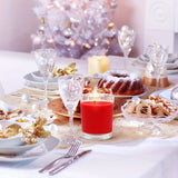 Red Wax Votive Table Candle in Clear Glass Holder - 5cm High
