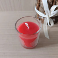 Red Wax Votive Table Candle in Clear Glass Holder - 5cm High