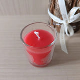 Red Wax Votive Table Candle in Clear Glass Holder - 5cm High
