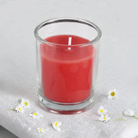 Red Wax Votive Table Candle in Clear Glass Holder - 5cm High