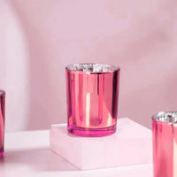 Hot Pink Glass Holder for Votive or TeaLight Candle - Golden Anniversary Decor