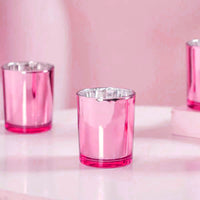 Hot Pink Glass Holder for Votive or TeaLight Candle - Golden Anniversary Decor