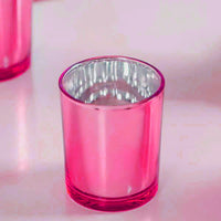 Hot Pink Glass Holder for Votive or TeaLight Candle - Golden Anniversary Decor