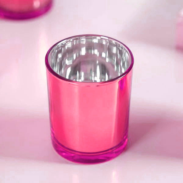 Hot Pink Glass Holder for Votive or TeaLight Candle - Golden Anniversary Decor
