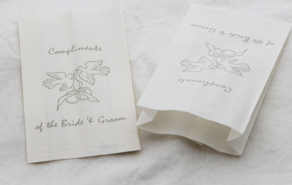 50 Pack White Cake Bag Birthday Wedding Party Christening Lolly Cake Bags Doves Design - Free Post