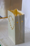 10 Pack Silver HEART Luminary Bags - Wedding, Reception, Christmas, and Party Décor - Paper Candle Bag - Blank Luminaria - Holiday Candle Lantern