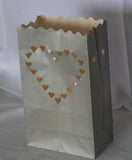 10 Pack Silver HEART Luminary Bags - Wedding, Reception, Christmas, and Party Décor - Paper Candle Bag - Blank Luminaria - Holiday Candle Lantern