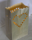 10 Pack Silver HEART Luminary Bags - Wedding, Reception, Christmas, and Party Décor - Paper Candle Bag - Blank Luminaria - Holiday Candle Lantern