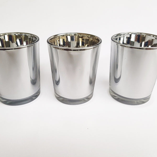 Silver Chrom Mercury Glass Holder for Votive or TeaLight Candle - Wedding Event Party Xmas Decoration