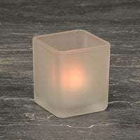 Square Frosted Glass Tea Light Candle Holder - 5cm cube - Wedding Party Table Decor Xmas Homeware
