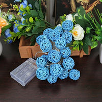 Aqua Turquoise Wicker Cane Rattan Ball Style -2m Long Battery Powered fairy lights xmas party event table centrepiece decor