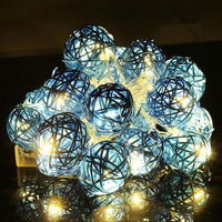 Turquoise Purist Blue Rattan Ball Decorative Party Wedding LED Lights Decor - 10 metre long with 100 bulb/balls Xmas decorations