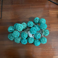Aqua Turquoise Wicker Cane Rattan Ball Style -2m Long Battery Powered fairy lights xmas party event table centrepiece decor