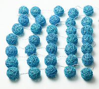 Aqua Turquoise Wicker Cane Rattan Ball Style -2m Long Battery Powered fairy lights xmas party event table centrepiece decor