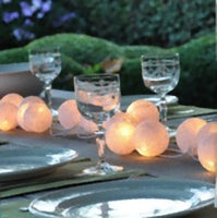 White Cotton Ball Mix, 5cm Balls - 5 metre Long Battery Powered Wire String -   wedding birthday xmas party event night lights