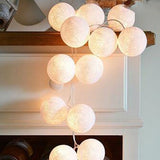 White Cotton Ball Mix, 5cm Balls - 5 metre Long Battery Powered Wire String -   wedding birthday xmas party event night lights