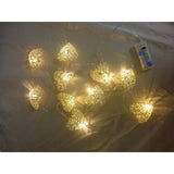 White Cane Rattan Heart -LED Mains Plug Lights - 5 metre long - Romantic Valentines Wedding Decoration Gift